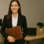 Luxury full-grain leather portfolio with Italian craftsmanship, featuring smooth synthetic lining and secure full-zip closure for professional organization