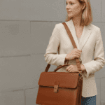 Premium full-grain calfskin leather briefcase featuring classic Italian craftsmanship and timeless elegance.