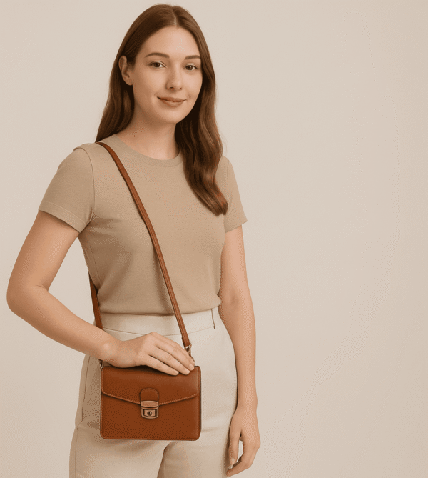Premium full-grain leather clutch with secure key-lock flap, detachable wristlet and crossbody strap, ideal for elegant events or everyday use with stylish minimalist design.