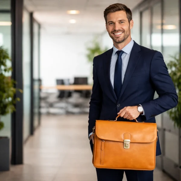 PROFECIONAL WITH TAN LEATHER BRIEFCASE BAG