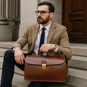 Vintage Style Doctor's Bag – Full Grain Leather Travel Bag for Men
