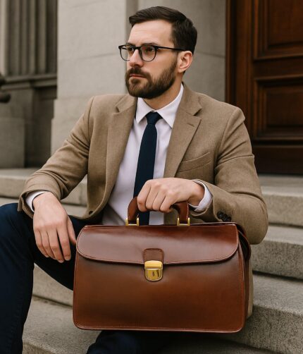 Vintage Style Doctor's Bag – Full Grain Leather Travel Bag for Men