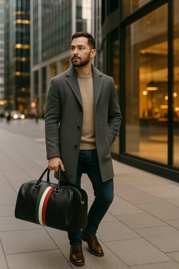 Handcrafted luxury full-grain leather duffel bag for men – travel, business, gym
