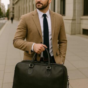 Luxury handmade full-grain calfskin leather duffel bag for men – travel, gym, weekend