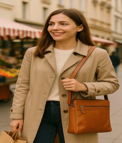 Handmade Italian Leather Crossbody Satchel – Full-Grain Compact Shoulder Bag