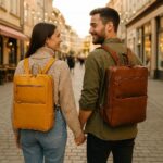Luxury full-grain leather backpack in brown – minimalist and elegant, handcrafted for professional, travel, and everyday use, unisex design.