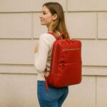 Luxury full-grain leather laptop backpack in brown – handmade Italian design for work and travel