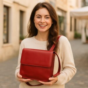 Luxury full-grain calfskin leather shoulder bag for women – stylish, organized, and lightweight crossbody bag