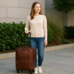 Premium Full Grain Leather Trolley Weekender – Side View