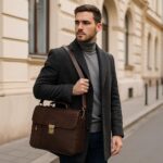 Luxury Full-Grain Leather Briefcase for Men – Handmade Italian Executive Laptop Bag with Dual Compartments and Organizer