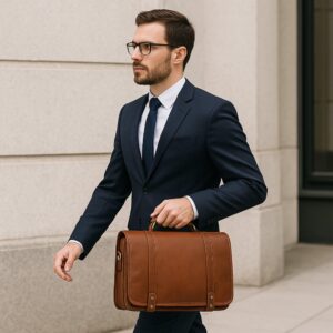 Elegant Premium Calfskin Leather Briefcase – Handcrafted professional laptop bag for work, travel, and corporate gifts