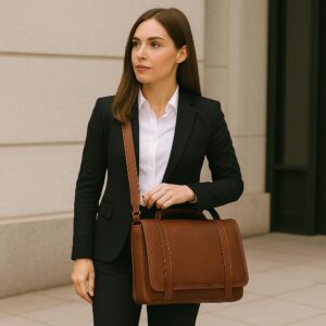 Luxury Soft Calfskin Leather Satchel – Minimalist Crossbody Messenger Bag for Women