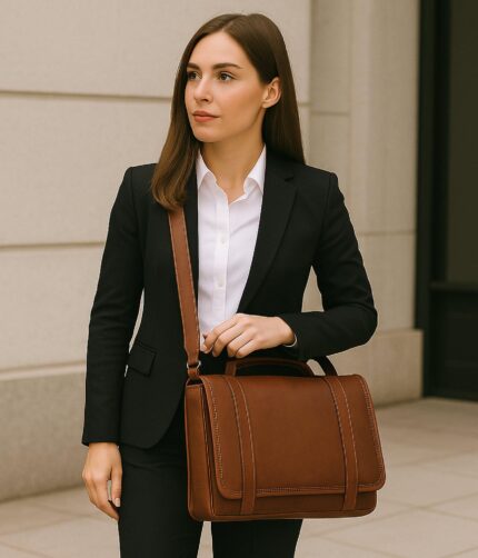 Luxury Soft Calfskin Leather Satchel – Minimalist Crossbody Messenger Bag for Women