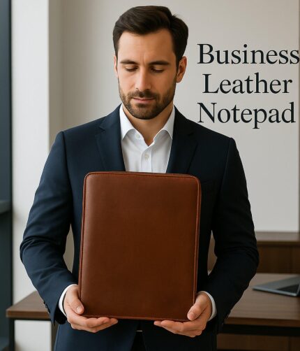 Full-Grain Leather Business Notepad Portfolio – Handmade Italian Executive Organizer