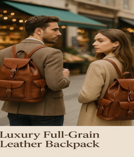 Luxury full-grain Italian leather convertible backpack – handcrafted, spacious, and elegant for professionals, students, and travelers.”