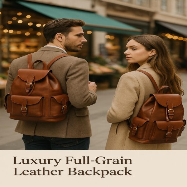 Luxury full-grain Italian leather convertible backpack – handcrafted, spacious, and elegant for professionals, students, and travelers.”