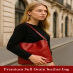 Full-grain calfskin leather satchel bag – versatile shoulder, crossbody or cocktail bag with Italian craftsmanship