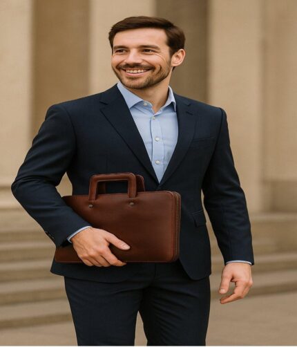 Handmade Italian Leather Portfolio – Fits A4 Documents, Tablet & Laptop