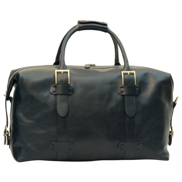 Dark Brown Leather Duffel Bag - Luxury Travel Weekender with Brass Buckles - Amaz1a Premium Collection