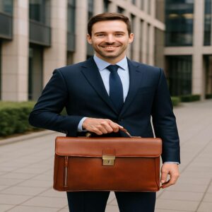 Luxury Leather Briefcase for Men – Full Grain Italian Business Bag