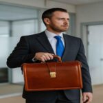 Luxury full-grain leather laptop briefcase for men – office and business travel bag