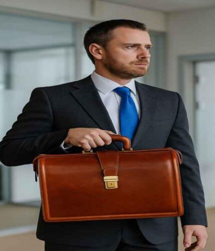 Luxury full-grain leather laptop briefcase for men – office and business travel bag